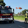 FFW Schwalmtal: Schwerer Verkehrsunfall in Hehler - Motorradfahrer schwer verletzt, Rettungshubschrauber im Einsatz