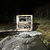 FW-E: Bus brennt auf der BAB 52 - Autobahn zeitweise voll gesperrt